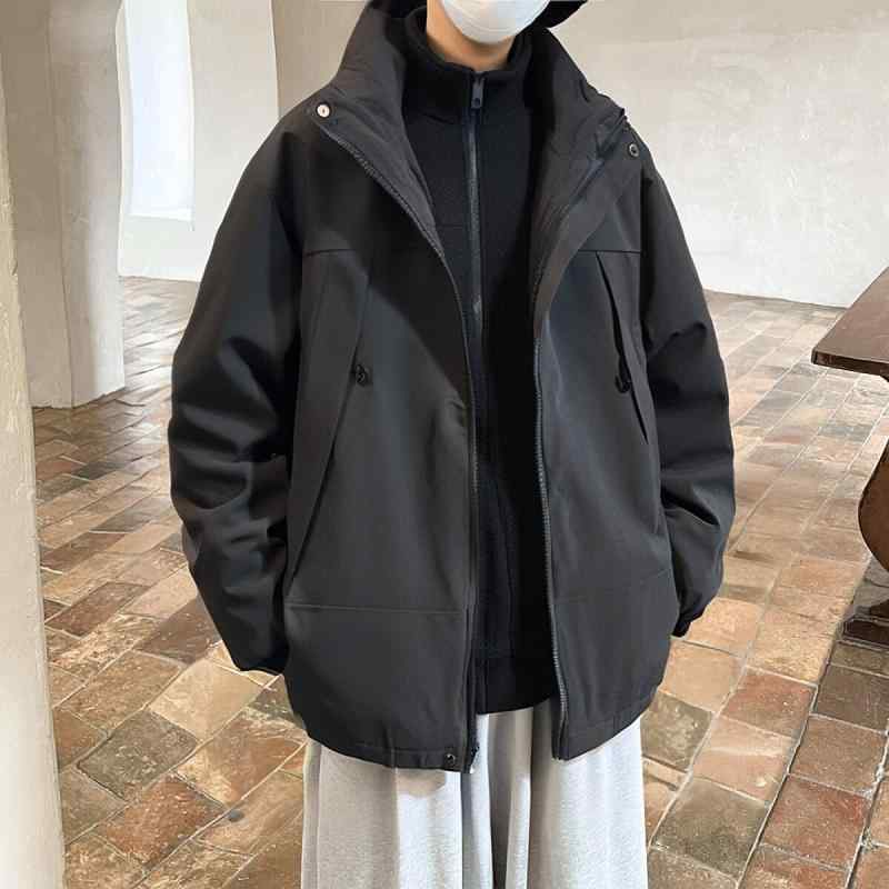 マウンテンパーカー 男の子 キッズ ボーイズ 3WAY ジャケット ウインドブレーカー 防風 防水 アウター ハイネック ポリエステル アウトドア 通学 普段使い カジュアル 黒 カーキ オフホワイト ピンク