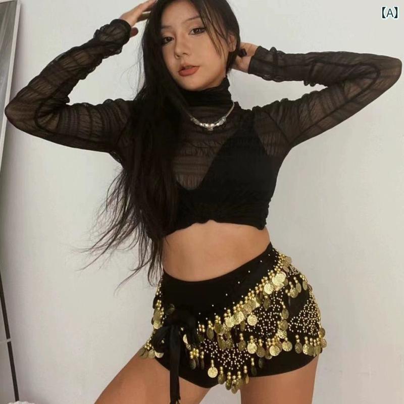 ヒップスカーフ レディース ジャズダンス ベリーダンス スパンコール メタル ウエ...