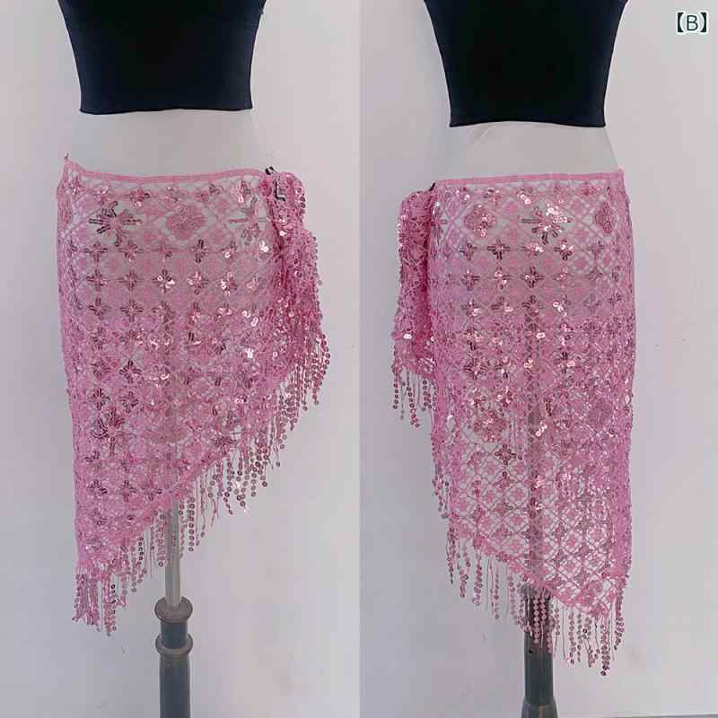 ベリーダンス 女性用 スパンコール 刺繍 三角形 ヒップスカーフ ウエストチェーン ...