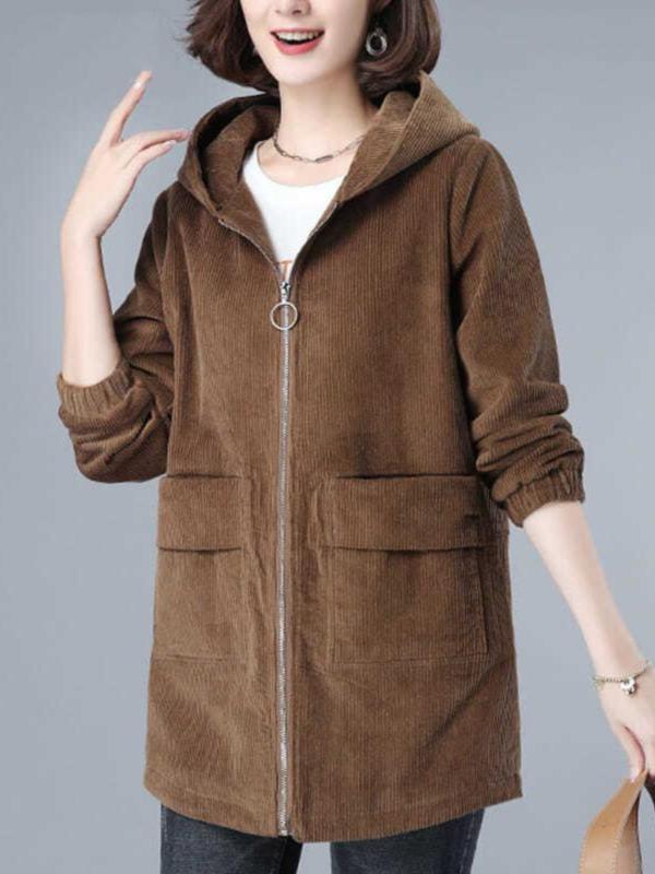 コート レディース 女性用 ミセス ママ 厚手 裏ボア コーデュロイ コール天 ミドル丈 ロング丈 秋冬 韓国 ゆったり 大きいサイズ 着回し 普段使い デイリー 通勤 お出かけ カジュアル アウター