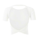 スポーツトップス レディース 夏 オープンバック カップ付き 美背 ピラティス ヨガウェア 半袖 速乾 通気性 スリムフィット クロップド丈 フィットネス ジム...