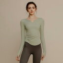ヨガウェア レディース カップ付き 長袖 秋冬 スポーツトップス ランニング トレーニング ピラティス ジム フィットネス 通気性 超伸縮 セットアップ
