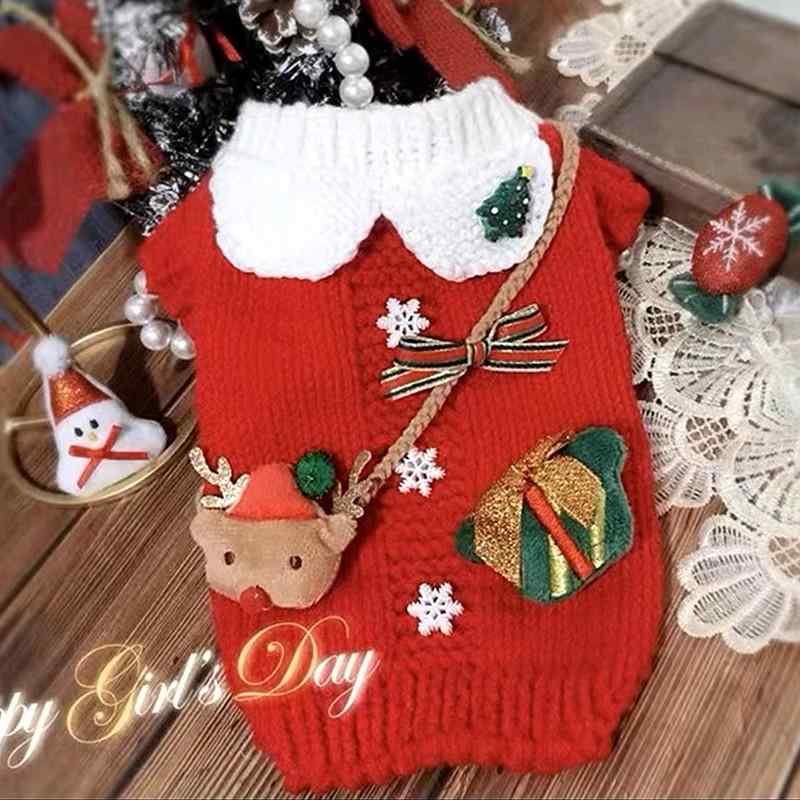 犬服 ドッグウェア ペットウェア 秋冬 ニットセーター 赤 お正月 クリスマス お祝い かわいい おしゃれ 暖かい 防寒 トイプードル ビションフリーゼ ポメラニアン 猫 小型犬 中型犬