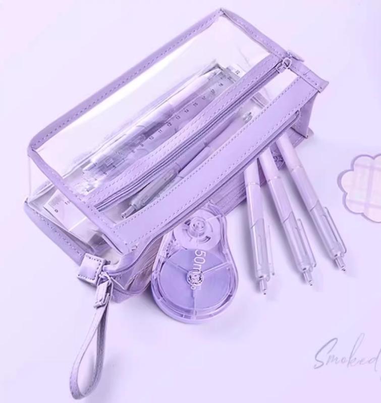 ペンケース 男女兼用 学生用 透明 3段 大容量 収納 試験 勉強 おしゃれ かわいい インフルエンサー TPU..