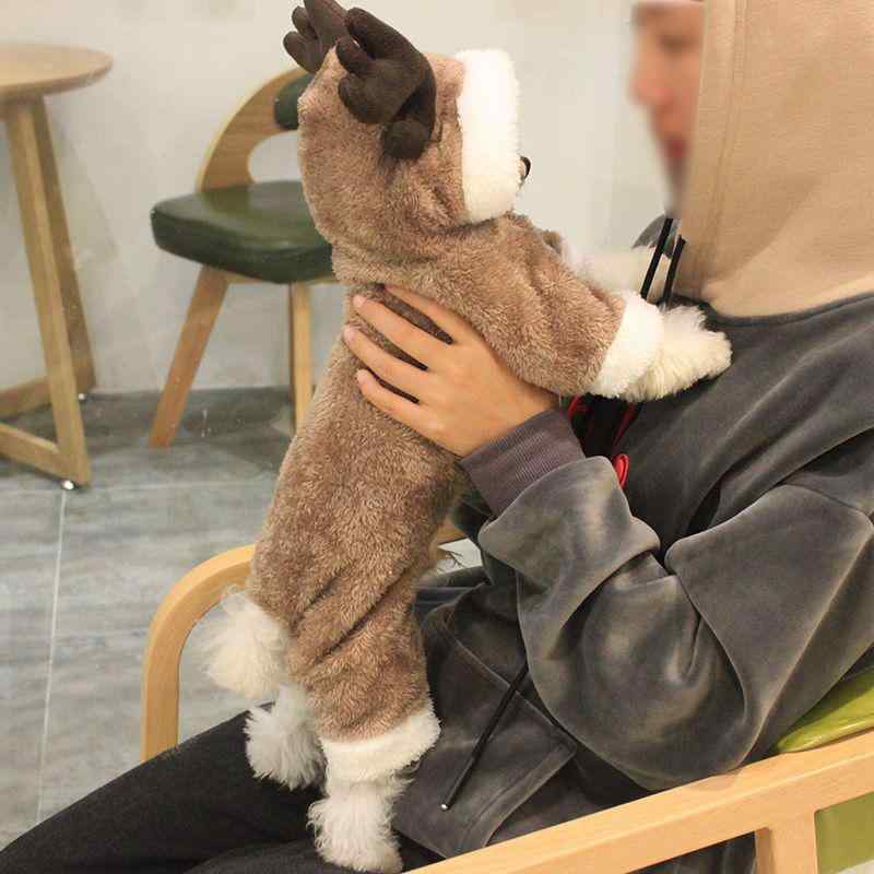 犬服 小型犬 子犬 猫 ドッグウェア トイプードル ビションフリーゼ ポメラニアン 四本足 オールインワン つなぎ クリスマス トナカイ 変身 なりきり コスプレ 冬物 カジュアル