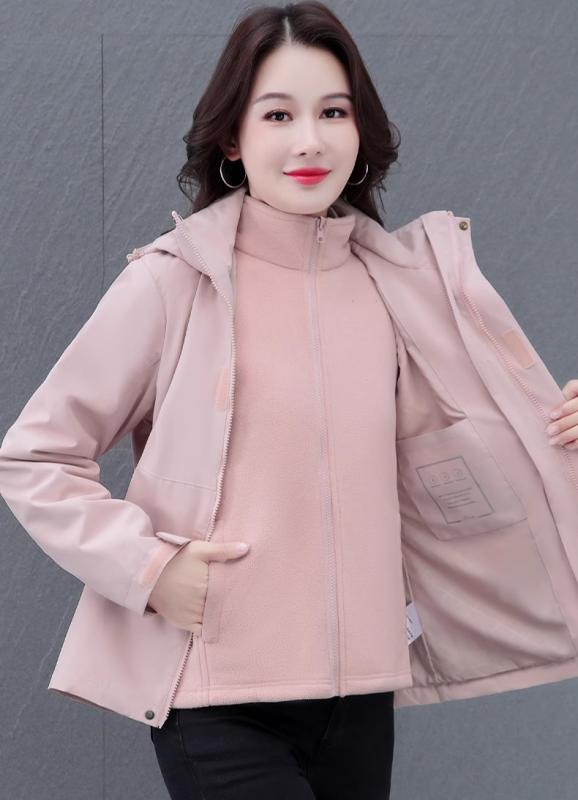 マウンテンパーカー レディース 女性用 ママ ミセス 3WAY フリースライナー 取り外し可能 フード付き 防風 厚手 暖かい ゆったり アウター ジャケット 秋冬 アウトドア 普段使い ポリエステル ブラック ブルー レッド