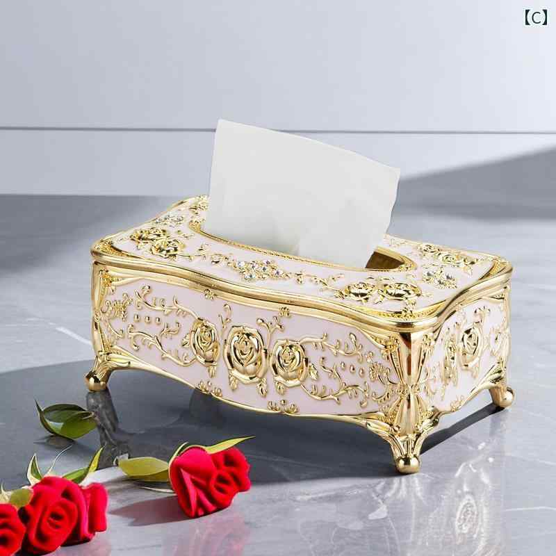 ティッシュケース ヨーロピアン おしゃれ レトロ リビング 家庭用 卓上 テーブル 収納 エレガント アン..