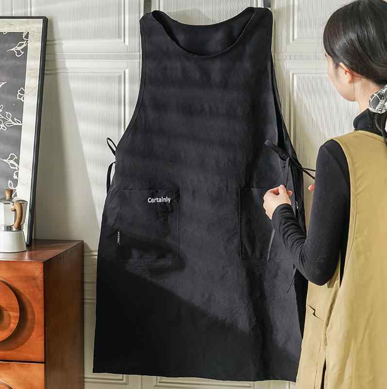 エプロン 家庭用 キッチン 飲食店 カフェ ワークエプロン ベスト型 ジレ風 ロング丈 和風 北欧風 シン..