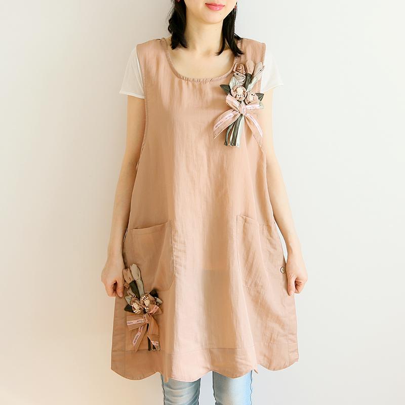 エプロン 韓国 おしゃれ ナチュラル 防水 防汚 ノースリーブ キッチン 製菓 カフェ フラワーアレンジメ..