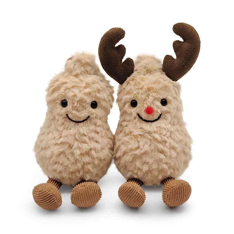 クリスマス ぬいぐるみ 柔らかい かわいい 装飾 リビング パーティー ピーナッツ トナカイ マフラー マスコット キーホルダー ふわふわ バッグ チャーム インテリア 吊り下げ オーナメント