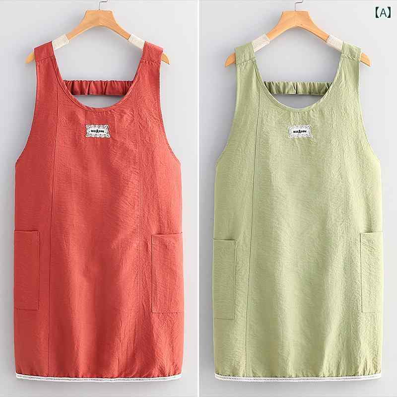 エプロン レディース 肩掛けエプロン H型 家庭用 キッチン 作業用 ワークエプロン 2枚セット ポリエス..