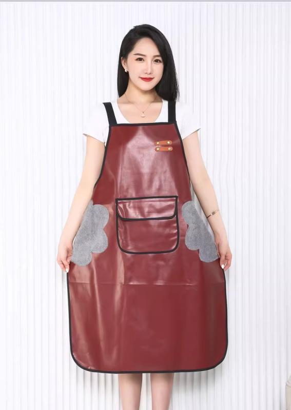 エプロン メンズ レディース ユニセックス 手拭き付き 防水 防油 撥水 防汚 PUレザー 家庭用 キッチン 水仕事 洗い物 洗車 作業服 無地