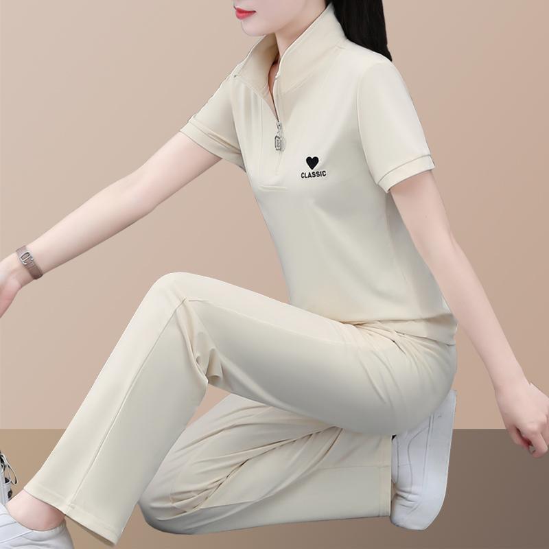 スポーツウェア レディース カジュアル ランニング 接触冷感 薄手 半袖 セットアップ パンツ 2点セット 普段使い ルームウェア 春夏