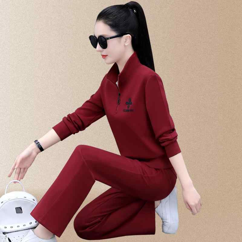 セットアップ レディース 春秋 スウェット トップス ワイドパンツ スポーツウェア ランニング ジョギング カジュアル リラックス ルームウェア 韓国 おしゃれ 欧風 快適 体型カバー 綿 ポリエステル 2点セット