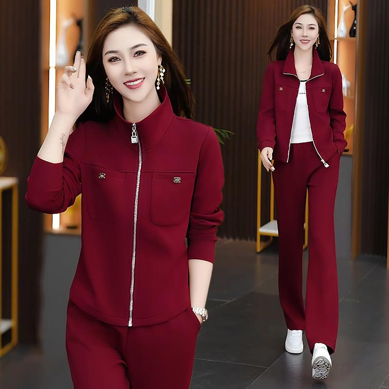 セットアップ レディース スウェット ジャージ トレーナー ツーピース おしゃれ 若見え 体型カバー 着痩せ 長袖 襟付き ファスナー 春夏 カジュアル