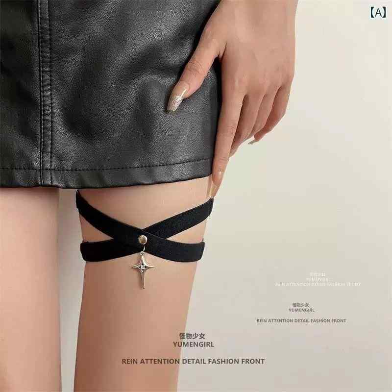 レッグリング レディース 太もも ガーター イノセント セクシー JK パンク クロス スター サテン リボ..