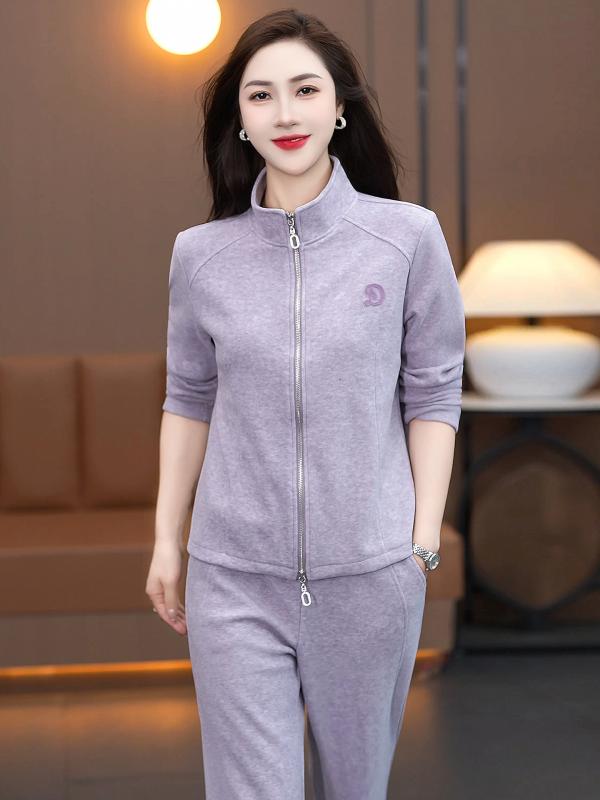 セットアップ レディース ママ スポーツウェア ジャージ 春秋 上品 エレガント 若見え カーディガン ス..