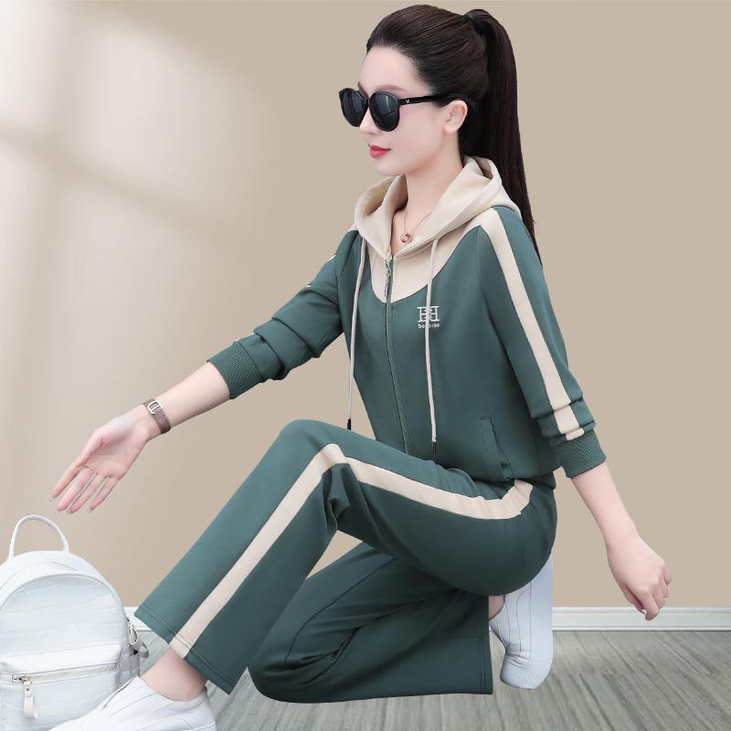 セットアップ レディース 春秋 おしゃれ フード付き パーカー スウェット カジュアル スポーツ ランニング 普段使い ジップアップ ツーピース 綿 ポリエステ...