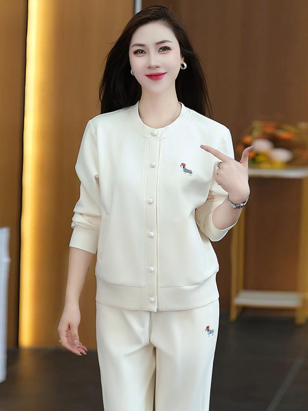 セットアップ レディース スポーツウェア 上下セット 秋 スタイリッシュ 体型カバー 着痩せ 若見え 小柄向け 長袖 ロングパンツ ラウンドネック ポリエステル 綿 モダール スパンデックス 伸縮性 ロイヤルブルー グレー 普段使い