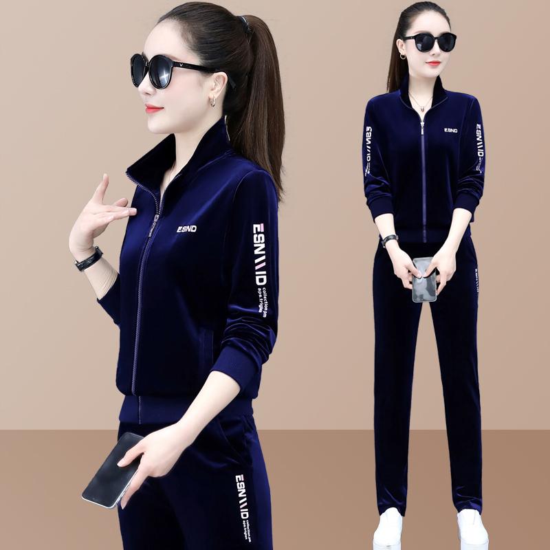 セットアップ 中高齢 女性用 ベロア調 ジャージ 上下 2点セット ジップアップ パーカー スタンドカラー ゆったり ルーズフィット 上品 カジュアル 普段使い スポーツ 運動 秋冬