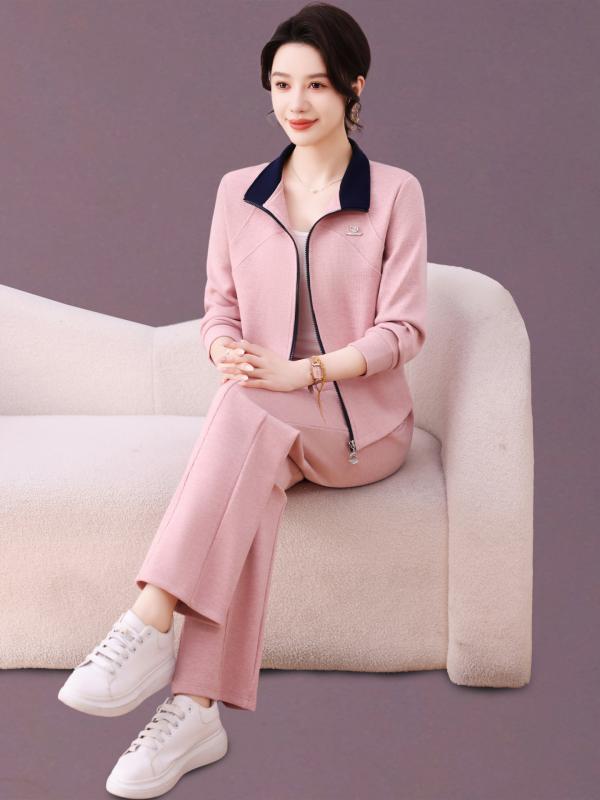 セットアップ レディース カジュアル スポーツウェア 春秋 おしゃれ タッチ ジップアップ スタンドカラー 長袖 ツーピース