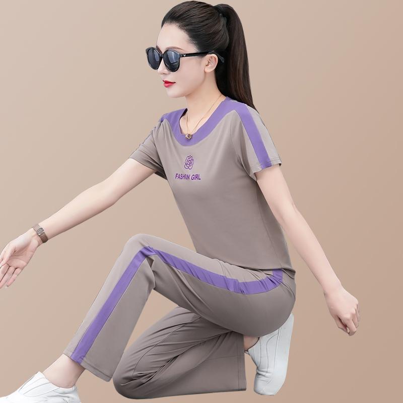 スポーツウェア レディース 女性用 セットアップ ツーピース 2点セット クルーネック 丸首 半袖 ショート丈 薄手 軽量 接触冷感 再生繊維 吸汗速乾 ランニング ジョギング トレーニング 普段使い カジュアル ルームウェア おしゃれ 春夏