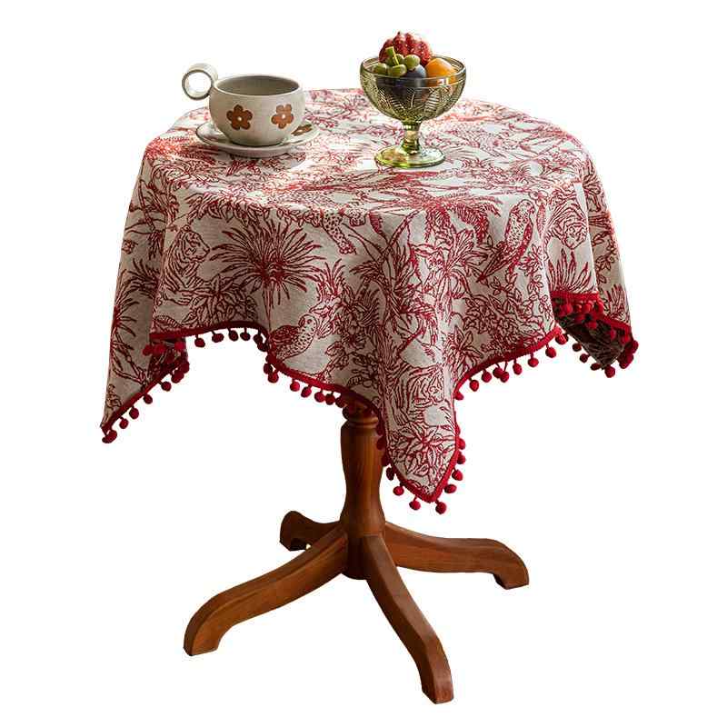 テーブルクロス 北欧風 防水 防油 食卓 ダイニング インテリア 装飾 デコレーション ボールフリンジ ク..