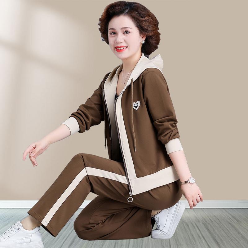 セットアップ ミセス 女性 中高年 小柄 春秋 2点セット スポーツウェア 運動服 パーカー ジップアップ アウター ジャケット ロングパンツ ゆったり ルーズフィット ポケット おしゃれ スタイリッシュ 伸縮性 カジュアル 部屋着