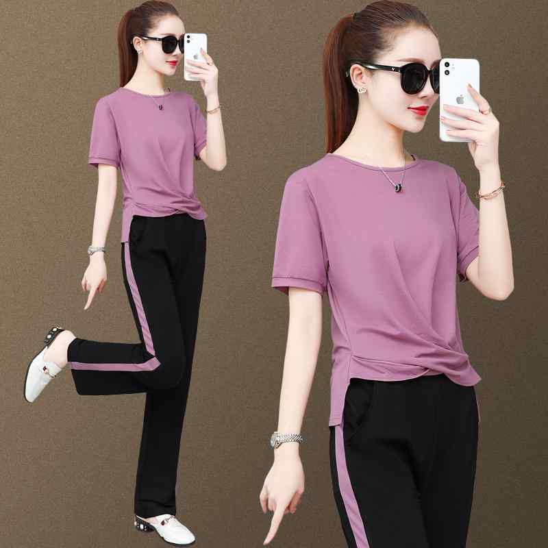 セットアップ レディース 春夏 ワイドパンツ 上下セット ファッション 韓国 おしゃれ 若見え 着痩せ 体型カバー カジュアル スポーツウェア 普段使い リラックス 再生繊維 ポリエステル