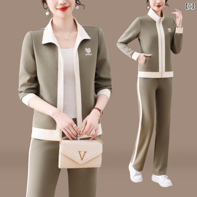 セットアップ レディース ママ カジュアル スポーツウェア 春秋 スウェット パーカ...