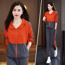 セットアップ レディース 女性用 春秋 スポーツウェア ジャージ スウェット パーカー フード付き ジップアップ 上下セット ロングパンツ アウトドア 普段使い...