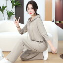 セットアップ レディース スウェット パーカー 上下セット 韓国 エイジレス カジュアル 普段着 部屋着 スポーツウェア ロングパンツ 春秋 ストレッチ 2点セ...