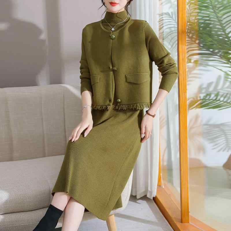 スカート レディース ベスト セットアップ 長袖 スタンドカラー プルオーバー 小柄 ポリエステル 春夏 ..