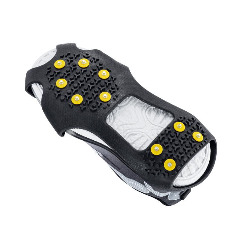 チェーン スパイク アイゼン 雪道 凍結路面 滑り止め 靴底 マンガン鋼 簡単装着 冬用 アウトドア 登山 ハイキング グリップ 伸縮性 黄色 収納袋