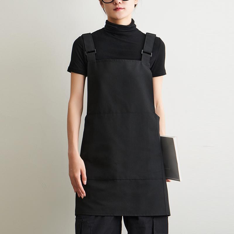 エプロン メンズ レディース H型 カフェ 飲食店 キッチン スーパー ネイルサロン 焼肉 撥水加工 防汚 キャンバス 帆布 作業服 ユニフォーム 調理用 業務用 制服 ブラック 前掛け