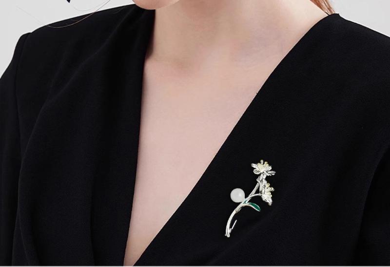 ブローチ レディース 花モチーフ 十二花神 上品 おしゃれ エレガント 華やか 個性的 誕生日 記念日 プレゼント 贈り物 アクセサリー パーティー 普段使い(4)