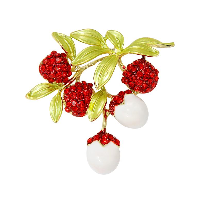 ブローチ レディース 立体感 ライチ フルーツモチーフ かわいい スイート ナチュラルスタイル 高級感 ..