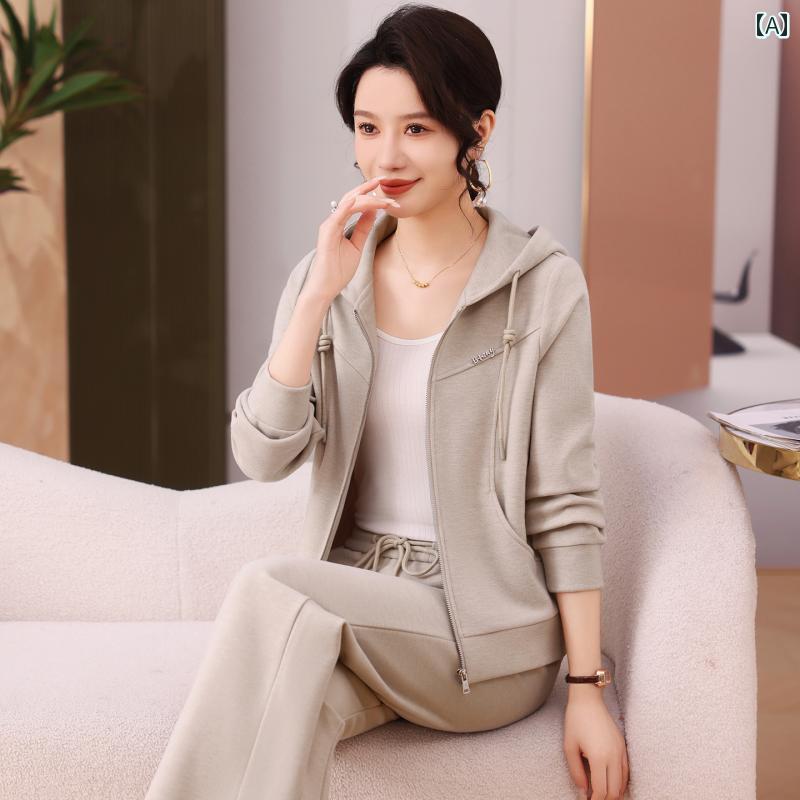 スウェット レディース 韓国 おしゃれ カジュアル パーカー セットアップ 春秋 長袖 フード付き ジップ..