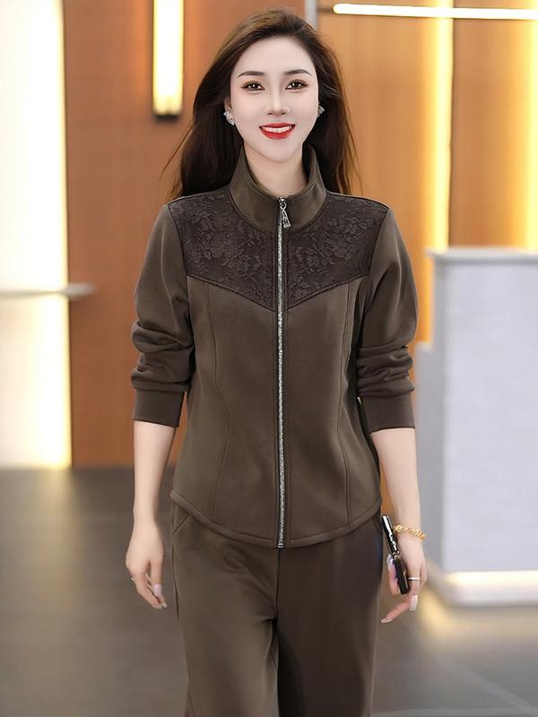 セットアップ レディース 春秋 スウェット カジュアルウェア 韓国 ファッション 着痩せ ジップアップ ..