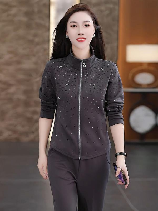 スポーツウェア レディース 女性用 セットアップ 秋冬 韓国 おしゃれ エレガント ジップアップ 長袖 ス..