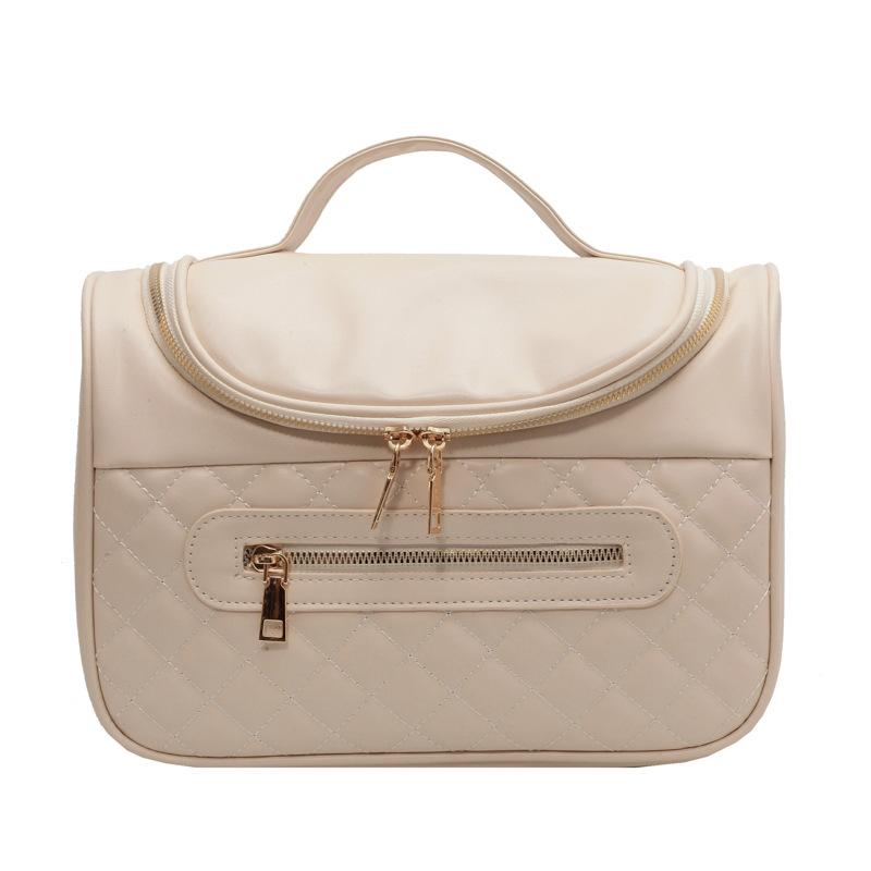 楽天フロントップ楽天市場店化粧ポーチ エレガント 大容量 洗面用具 スキンケア用品 収納 小物入れ 多機能 整理整頓 ボックス型 無地 防水 トラベル コスメポーチ 普段使い 旅行用