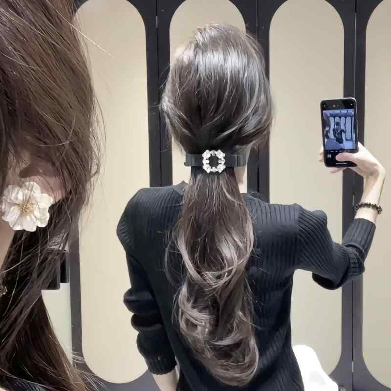 ヘアクリップ レディース フレンチエレガント 上品 スクエア ジルコニア 蝶々結び リボン まとめ髪 バ..