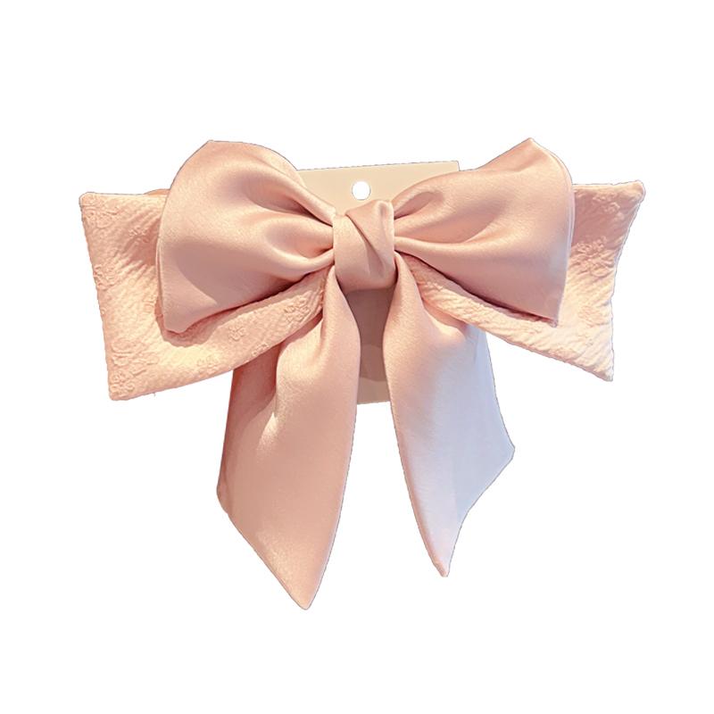ヘアアクセサリー レディース フレンチシック 大きめ リボン 蝶々結び バネ式 ヘアクリップ バレッタ ..
