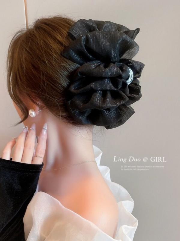 ヘアクリップ レディース フレンチエレガント 上品 かわいい リボン 飾り帯 小顔効果 まとめ髪 アップ..