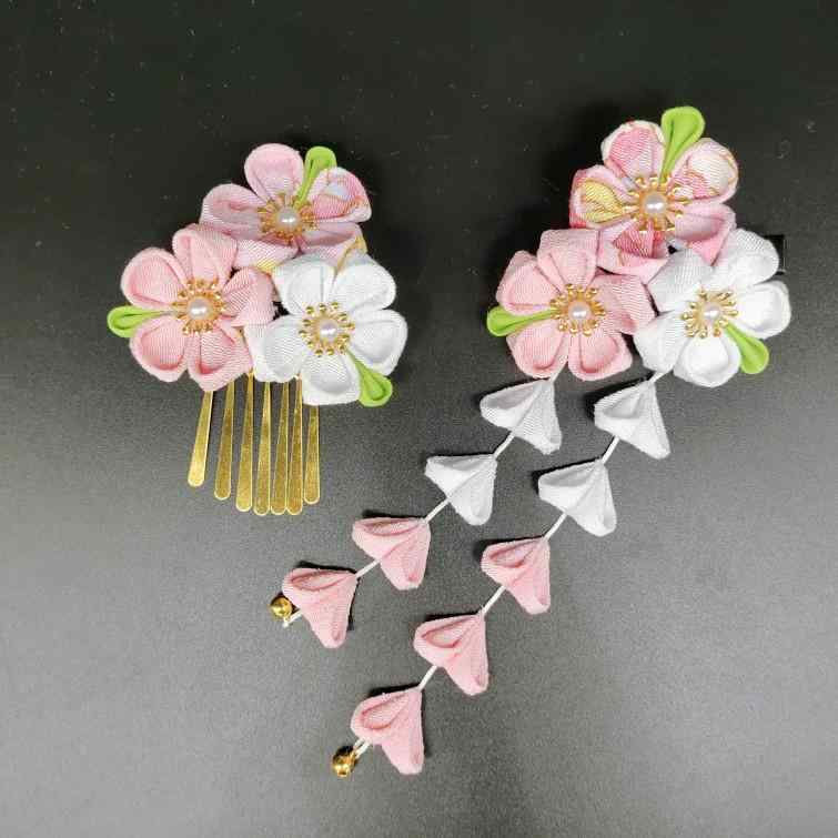 ヘアピン レディース ハンドメイド 和風 和柄 花モチーフ フリンジ タッセル 髪飾り ヘアアクセサリー ..