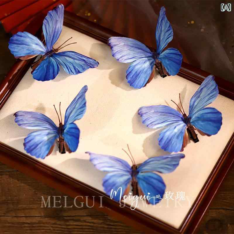 ヘアクリップ 花嫁 ブライダル ウェディング 蝶々 幻想的 グラデーション モダンチャイニーズスタイル ..