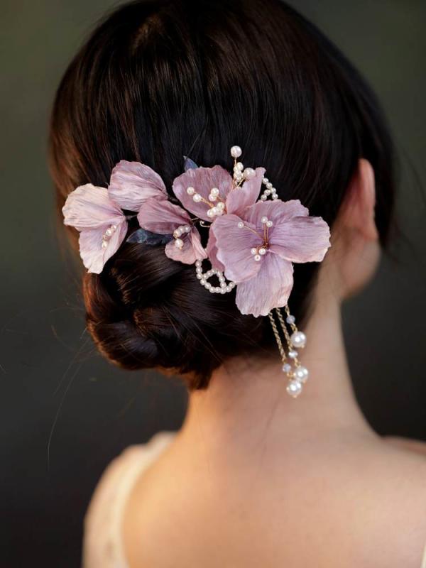 ヘアクリップ 布製 フラワー 唐風 古風 漢服 和装 まとめ髪 ヘアアレンジ サイドクリップ バッククリッ..