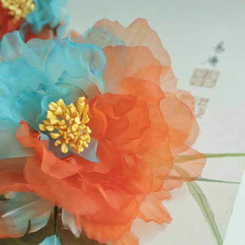 髪飾り 絹花 牡丹 手作り 唐風 漢服 和装 サイドクリップ 簪 フォーマル カジュアル 結婚式 パーティー..