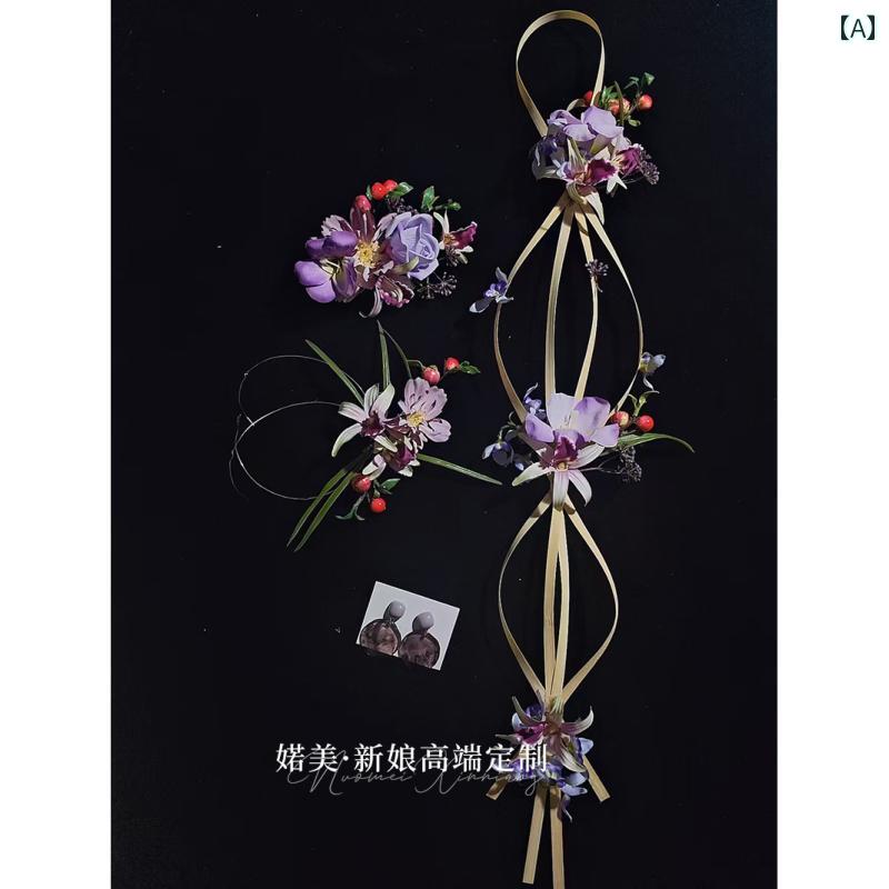 花冠 花嫁 婚礼 中国風 造花 竹編み 編み込み ヘッドドレス 髪飾り 和装 前撮り ブライダル ウェディン..