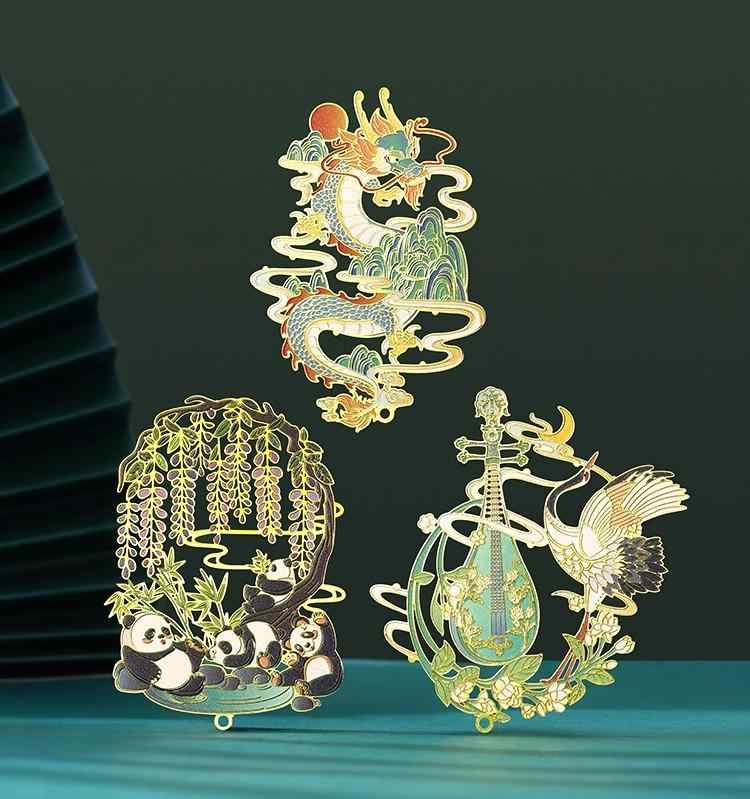 しおり おしゃれ 金属 ブックマーカー 故宮モチーフ 12ヶ月 季節の吉祥文様 中国宮廷 上品なプレゼント..